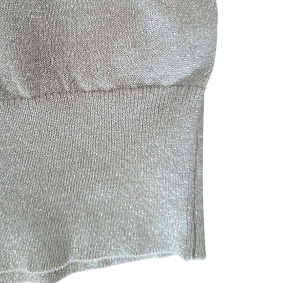Michael Kors Lurex Silver Mock Neck Short Sleeve Sweater NWT Sz M - Picture 2 of 7